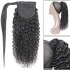 Feelgrace Curly Human Hair Ponytail Extension with Wrap Around 10A Brazilian Human Hair 3C Afro Curly Ponytail Clip in Human Hair Extension Long Curly Wavy 20 Inch view 3