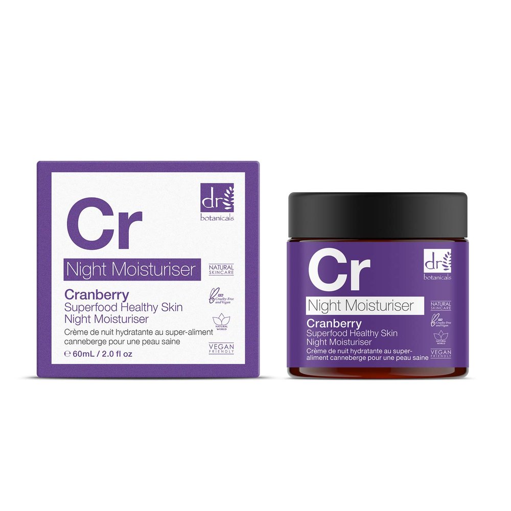 Dr Botanicals Superfood Triple Action Hydrating Night Moisturizer with Vitamin E, Cranberry Seed Oil, Juniper Berry Oil. Revives Ageing Skin, Neutralizes against toxins, Softens skin(2.02 fl oz)