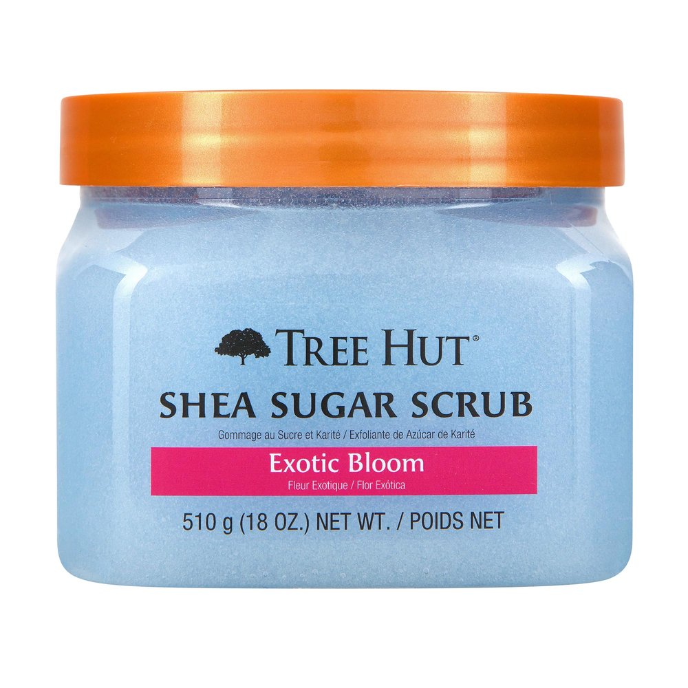 Tree Hut Exotic Bloom Shea Sugar Scrub | Exfoliating Body Scrub Removes Dead, Dry Skin for a Soft & Hydrated Feel | Nourishing Essential Body Care | 18 fl oz.