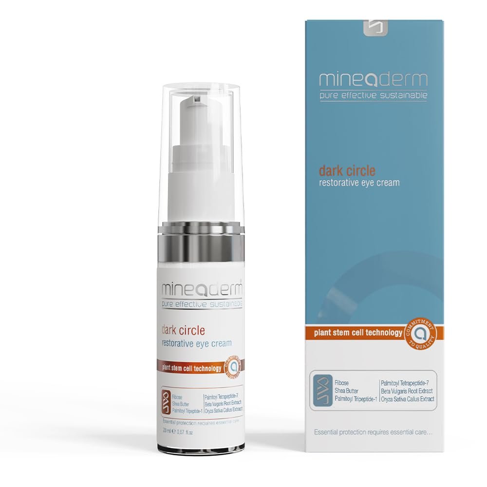 Mineaderm Dark Circle Restorative Eye Cream with Regenistem Red Rice & Niacinamide for Wrinkles, Dark Circles & Puffiness  Anti-Aging Eye Treatment, Hydrating & Brightening Formula  0.67 oz