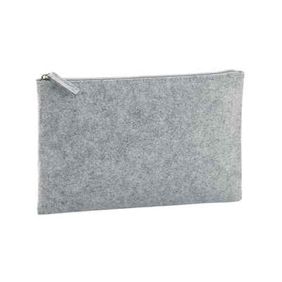 BagBase Polyester Felt Accessory Pouch BG725 -Multi-Purpose Use Case Make Up Bag - Grey Melange