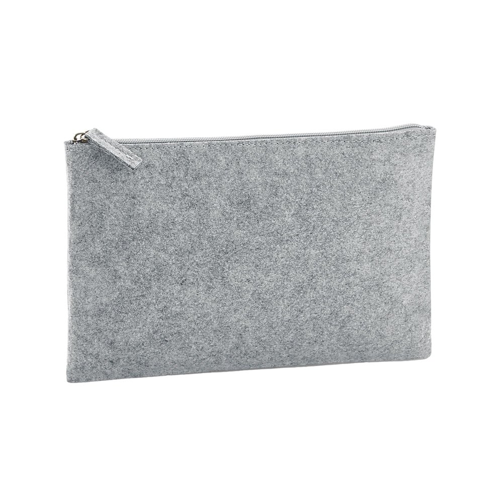 BagBase Polyester Felt Accessory Pouch BG725 -Multi-Purpose Use Case Make Up Bag - Grey Melange