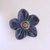 Blue Denim Flower Lapel Pin, Blue Hair Clip, Floral Accessories for Him, Flower Pins for Her, Blue and Silver Boutonniere view 2
