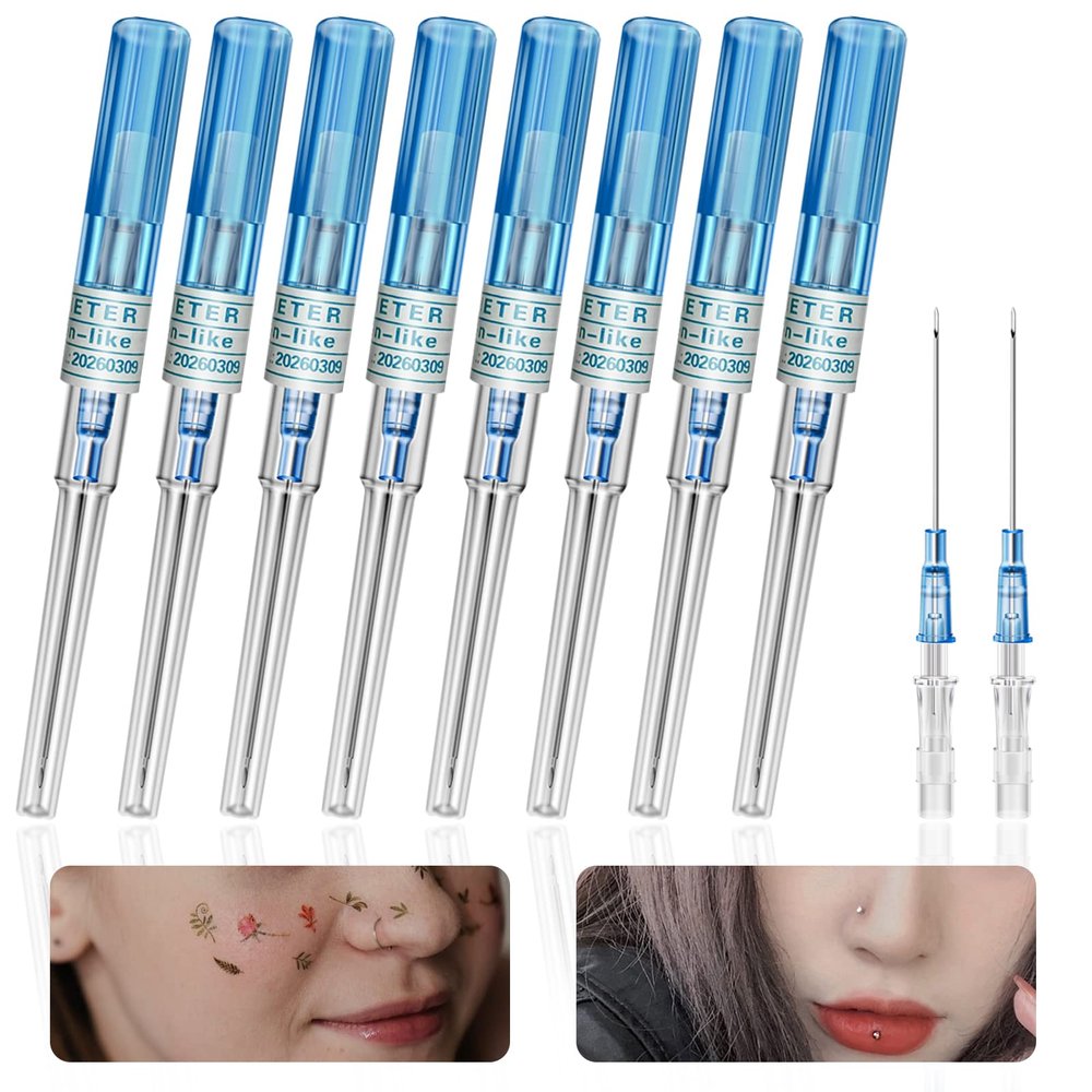 Anghie 10pcs Piercing Tools - 22G Catheter Piercing Ear Nose Body Tools Piercing Supplies.