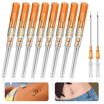 Anghie 10Pcs Catheter Piercing Needles - Catheter Needles 14G Piercing Needles Hollow Needles for Ear Nose Lip Tongue Belly Navel Cartilage Piercing Supplies