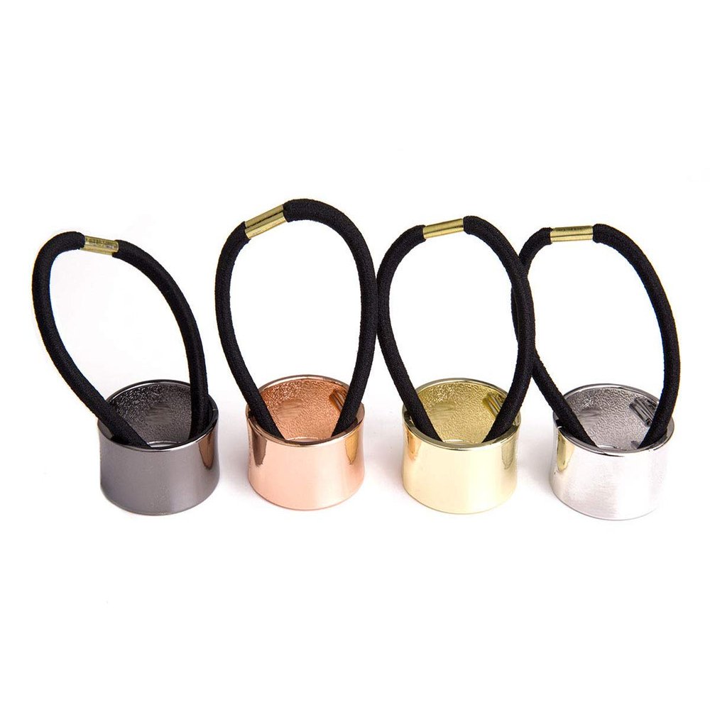 Fodattm 4PCS Women Alloy Ponytail Cuff Elastic Hair Ties Hair Band Gothic Ponytail Holder Hair Cuff Fashion Hair Rope Stretch Headwear (Color 2)