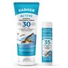 Badger Mineral Sunscreen Combo, SPF 30 Cream & SPF 35 Face Stick, Organic Ingredient with Mineral Zinc Oxide, Unscented Reef Safe Sunscreen Set, Broad Spectrum, Water Resistant, 2-Count view 1