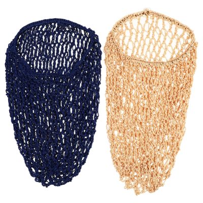 2pcs Crochet Hair Snood Long Hair Sleeping Cap Hair Net Hair Protector Handcraft (, Khaki)