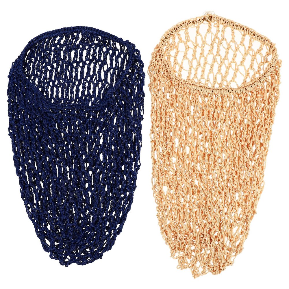 2pcs Crochet Hair Snood Long Hair Sleeping Cap Hair Net Hair Protector Handcraft (, Khaki)