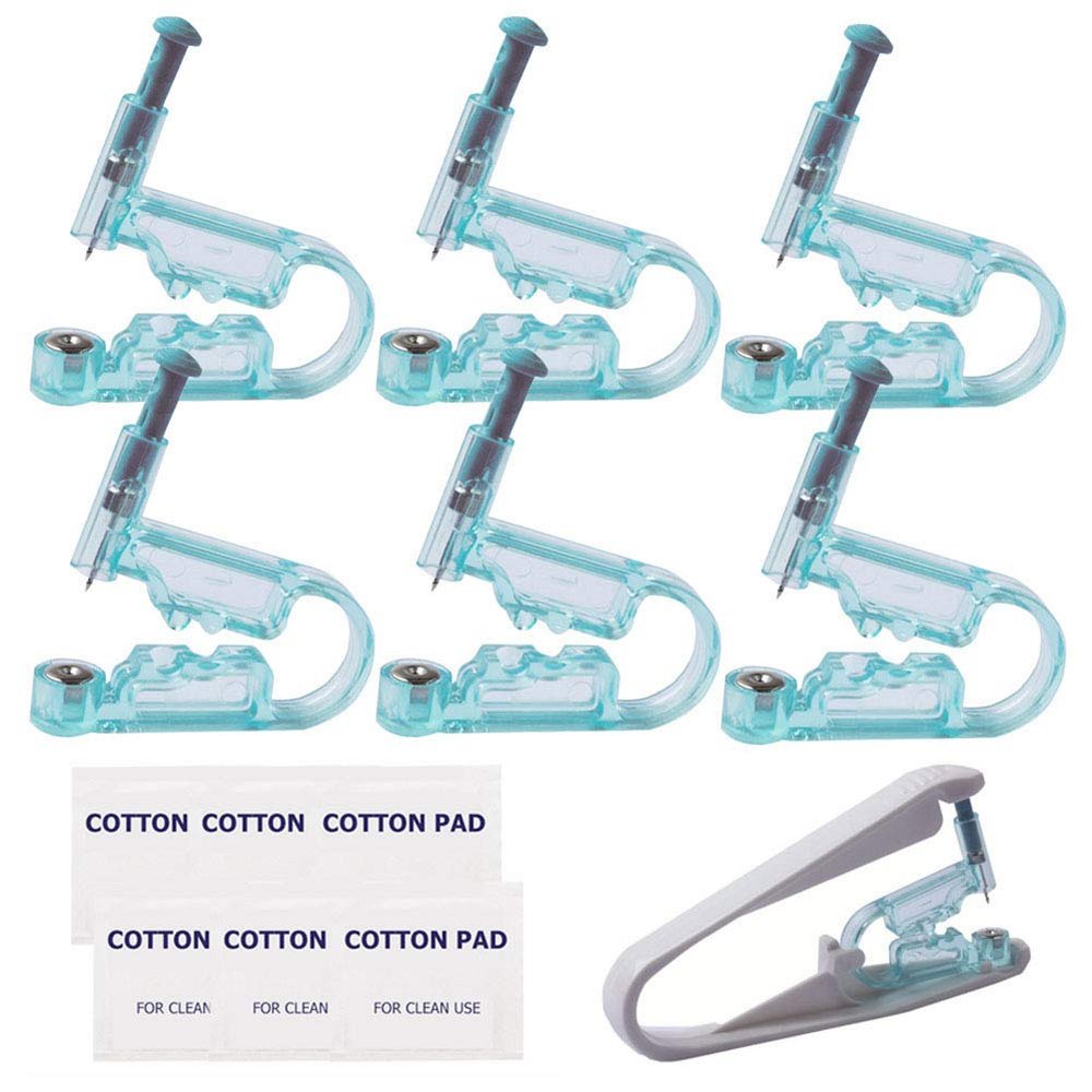 Silmy Ear Piercing Gun Kit - 6pcs Disposable Guns with Ear Studs & Aid Tool