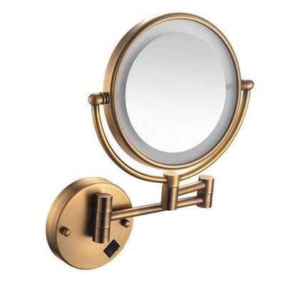 Vintage 10X Magnifying Vanity Mirror with LED Light, Two-Sided Wall Mount Cosmetic Mirror Shaving for Bedroom Bathroom - Bronze Finish