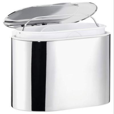 tesa ELEGAANT Cosmetic Bin, Elegant Design, includes Adhesive Solution, Metal, Chrome-Plated, Guaranteed Rustproof, 220 mm x 260 mm x 160 mm