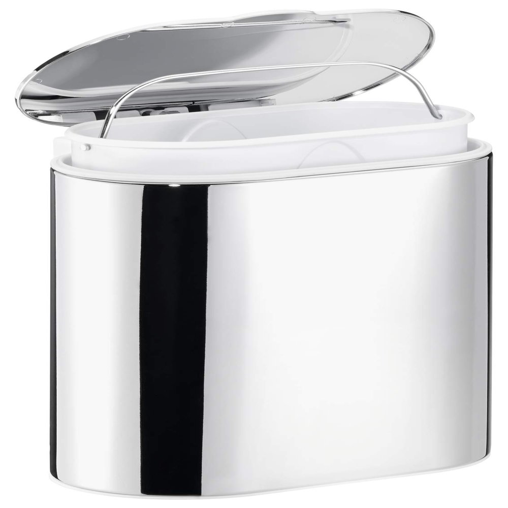 tesa ELEGAANT Cosmetic Bin, Elegant Design, includes Adhesive Solution, Metal, Chrome-Plated, Guaranteed Rustproof, 220 mm x 260 mm x 160 mm