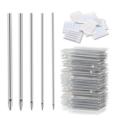 combofix Body Piercing Needles 50pcs Mixed 12G 14G 16G 18G 20G Stainless Steel Hollow Needles for Ear Nose Navel Lip Disposable Piercing