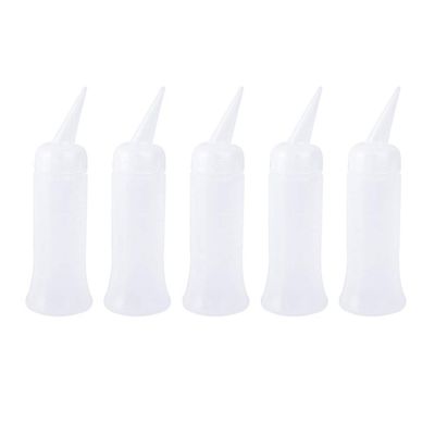5pcs Applicator Bottle with Tips Empty Scale Bottles Plastic Squeeze Bottles for Home Cleaning Coloring Dyeing Hair