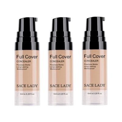 3 Pack Pro Full Cover Liquid Concealer, Waterproof Smooth Matte Flawless Finish Creamy Concealer Foundation for Eye Dark Circles Spot Face Concealer Makeup, Size:36ml/0.20Fl Oz, Natural
