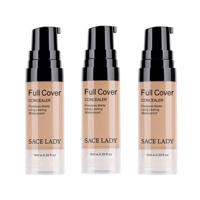 3 Pack Pro Full Cover Liquid Concealer, Waterproof Smooth Matte Flawless Finish Creamy Concealer Foundation for Eye Dark Circles Spot Face Concealer Makeup, Warm Natural, 36ml/0.20Fl Oz