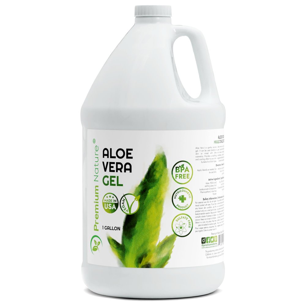 Premium Nature Pure Aloe Vera Gel For Face & Dry Skin, Sunburn Relief, Jelly for Skin Moisturizer from Aloe Vera Plant for Hair Aloe Gel 1 Gallon, Salon Size Bottle Professional Bulk Size