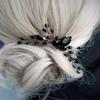 Aimimier Bridal Black Crystal Hair Comb Marquise Back Comb Wedding Headpiece Prom Party Festival Hair Accessories for Women and Girls view 1