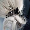 Aimimier Bridal Black Crystal Hair Comb Marquise Back Comb Wedding Headpiece Prom Party Festival Hair Accessories for Women and Girls view 2