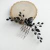 Aimimier Bridal Black Crystal Hair Comb Marquise Back Comb Wedding Headpiece Prom Party Festival Hair Accessories for Women and Girls view 3