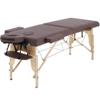 Dkeli Portable Massage Table Spa Bed Folding 84 Inch Height Adjustable 2 Fold Massage Bed with Carry Case PU Leather Professional Facial Salon Tattoo Bed with Face Cradle, Hold Up to 450Lbs, Brown view 1