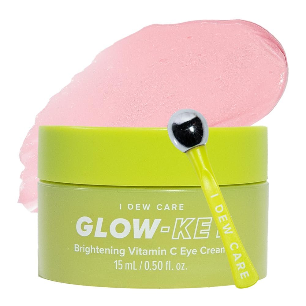 I DEW CARE Vitamin C Eye Cream & Roller Set - Glow-Key | Korean Skin Care, Dark Circles Reducer, Treatment with Hyaluronic Acid, Niacinamide, Cooling Eye Stick Ball 0.50 FL Oz