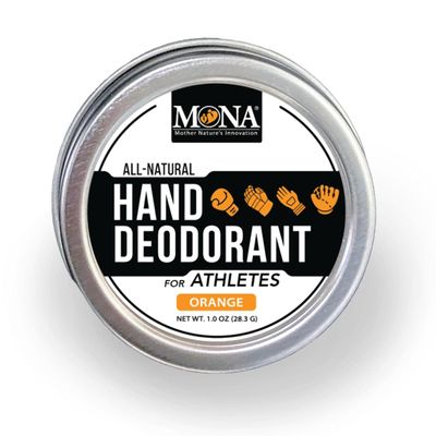 Hand Deodorant for Athletes | Deodorize and Nourish hands | Absorbs Moisture | 100% Natural, Vegan and Cruelty-Free | For Sports Players with Gloves | by MONA Brands 1-Pack ORANGE, 1.0 oz