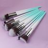 XZEN 10pcs rhinestone handle makeup brush set-gradient color-Novel high-quality makeup brush (white+green) view 3