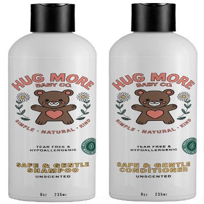 Hug More Gentle Baby Shampoo & Conditioner  Unscented Pack of 2  Tear-Free, Hypoallergenic  8 Ounce
