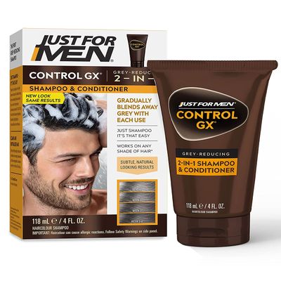 Just for Men Control GX Grey Reducing 2-in-1 Shampoo and Conditioner with Keratin, 4 Fl Oz (Packaging May Vary) - 2 Pack