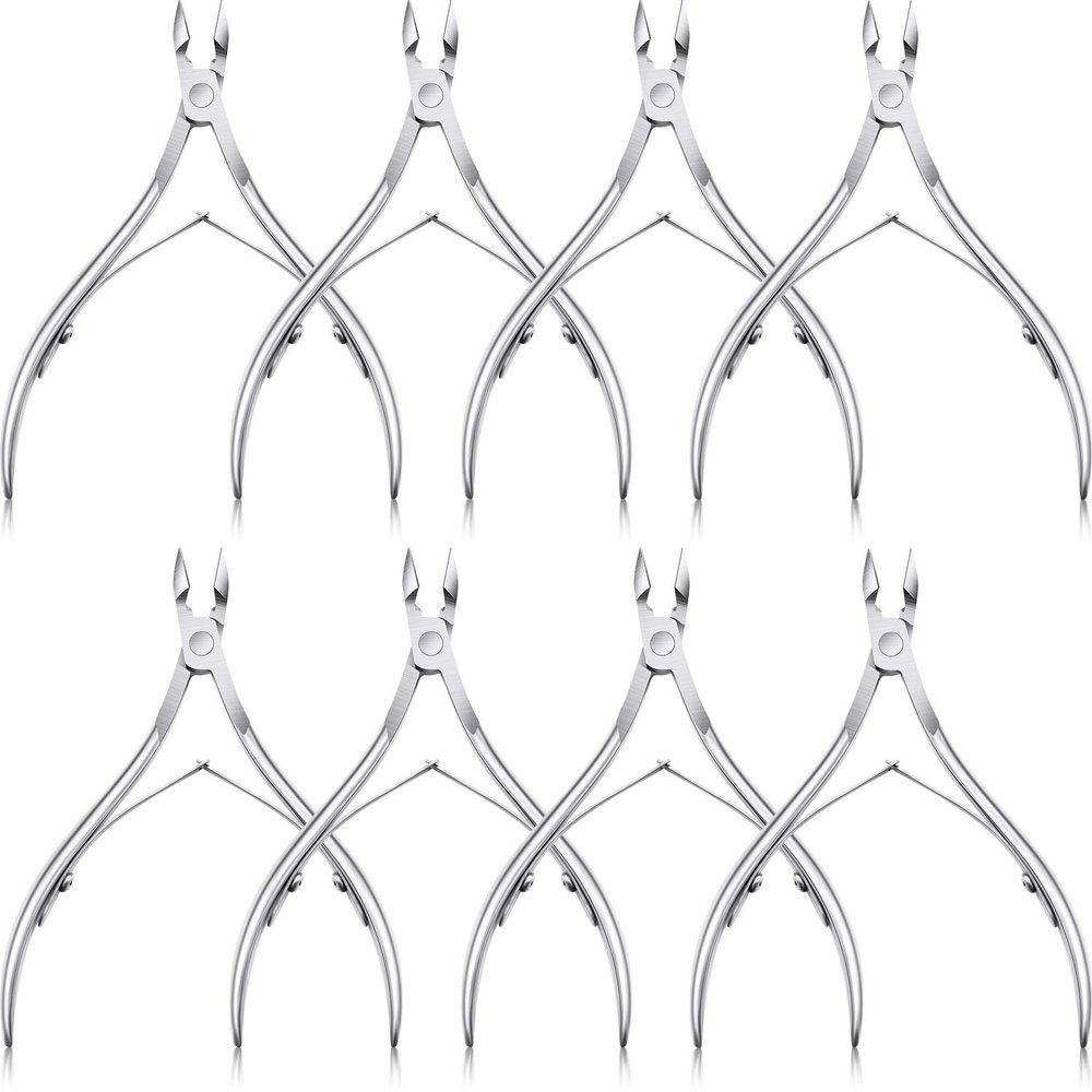 8 Pieces Cuticle Trimmer Stainless Steel Cuticle Nippers Pointed Blade Dead Skin Cutter Clipper Remover Scissors Manicure Tools for Fingernails and Toenails(Silver)