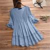 Aniywn Women Round Neck Lace Up Lace Patchwork Flare Pullover Top Casual Plus Size 3/4 Sleeve Floral Printed T-Shirt view 2