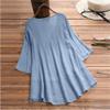 Aniywn Women Round Neck Lace Up Lace Patchwork Flare Pullover Top Casual Plus Size 3/4 Sleeve Floral Printed T-Shirt view 3