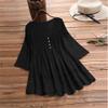 Aniywn Women Round Neck Lace Up Lace Patchwork Flare Pullover Top Casual Plus Size 3/4 Sleeve Floral Printed T-Shirt view 2