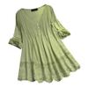 Aniywn Women Round Neck Lace Up Lace Patchwork Flare Pullover Top Casual Plus Size 3/4 Sleeve Floral Printed T-Shirt view 1