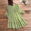 Aniywn Women Round Neck Lace Up Lace Patchwork Flare Pullover Top Casual Plus Size 3/4 Sleeve Floral Printed T-Shirt view 2