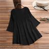 Aniywn Women Round Neck Lace Up Lace Patchwork Flare Pullover Top Casual Plus Size 3/4 Sleeve Floral Printed T-Shirt view 3