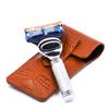 Parker Travel Fusion Safety Razor  Compact 2.75 Fusion-Style Razor with Luxurious Saddle-Leather Sheath & 1 Gillette Fusion Blade, Pocket-Friendly & Durable Design view 2