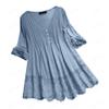 Aniywn Women Round Neck Lace Up Lace Patchwork Flare Pullover Top Casual Plus Size 3/4 Sleeve Floral Printed T-Shirt view 1