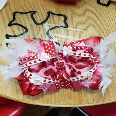 Stunning Heart Princess Hair Bow, Valentine bow, heart hair bow, extreme hair bow