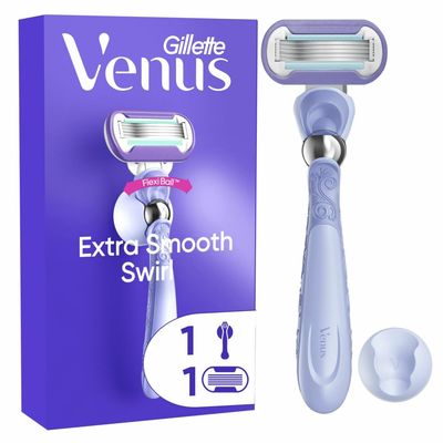 Gillette Venus - Shaver for women, extra smooth, 5 blade refill and reusable handle, rotating, designed to glide on all body curves, smooth shaving even in areas