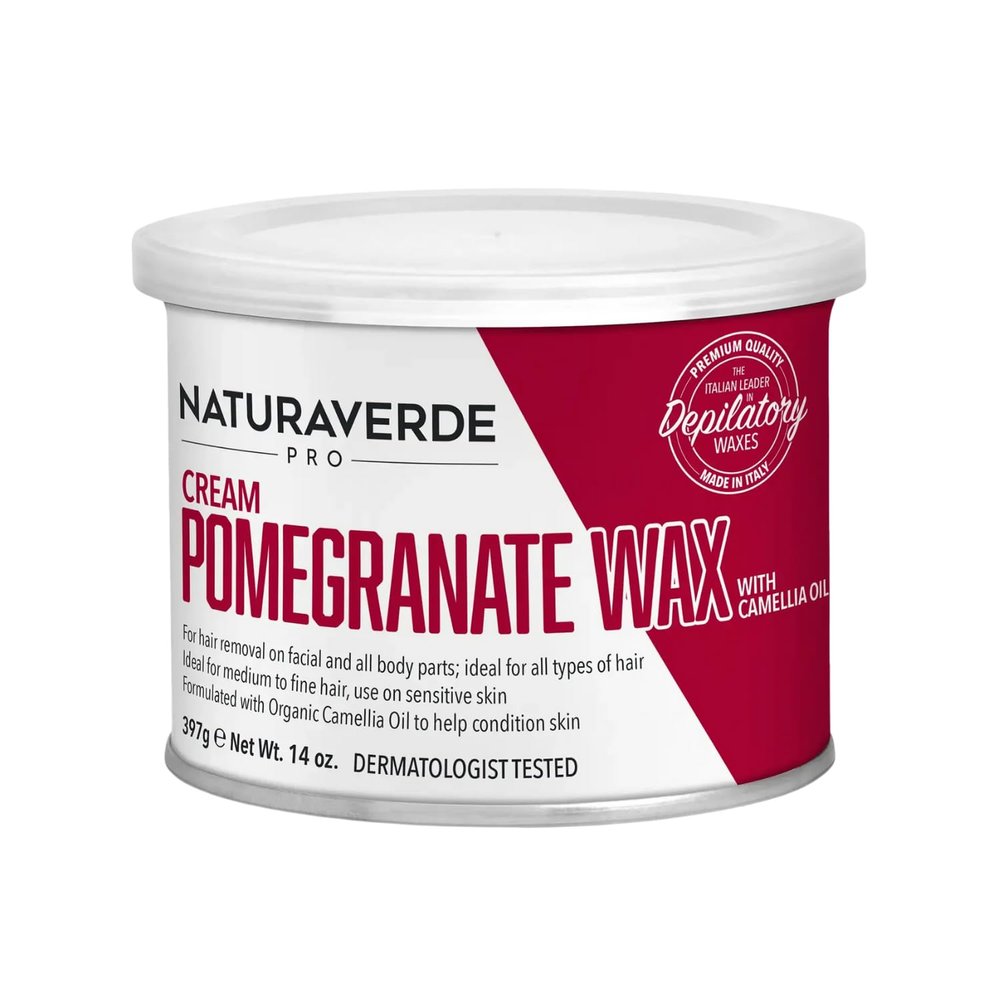 NaturaverdePro Pomegranate Soft Wax for Body and Facial Hair Removal, Wax Hair Remover for Women with Sensitive Skin, Formulated with Organic Camellia Oil - 14oz