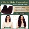 Ugeat Dark Red Clip in Hair Extensions Long Length 22 Inch Hair Clip Extensions for Women Ombre Black to Red Remy Hair Extensions Clip in 7pcs 120g 1B99J view 4