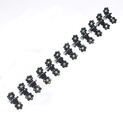 ADIASEN 12PCS Plum Blossom Crystal Mini Small Butterfly Women Kids Girl Hair Claw Hair Clip,Barrettes Accessories Party (black)