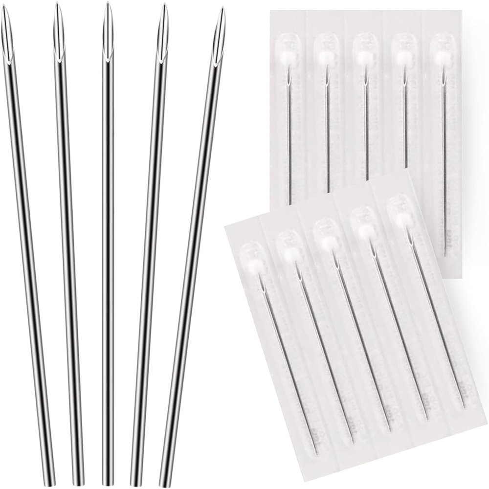 BodyJ4You 10PC Piercing Needles 14G 16G - Sterile Disposable Sharp Surgical Stainless Steel - Nose Septum Ear Tragus Helix Labret Nipple Lip Navel