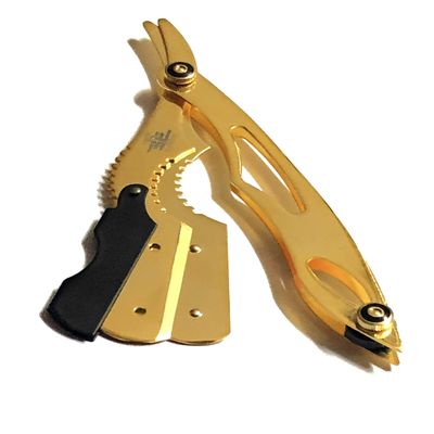 Double Edge Blade Straight Edge Razor in Gold Dipped - Quality Shaving Razor - All Purpose Shaver Cut Throat Blade