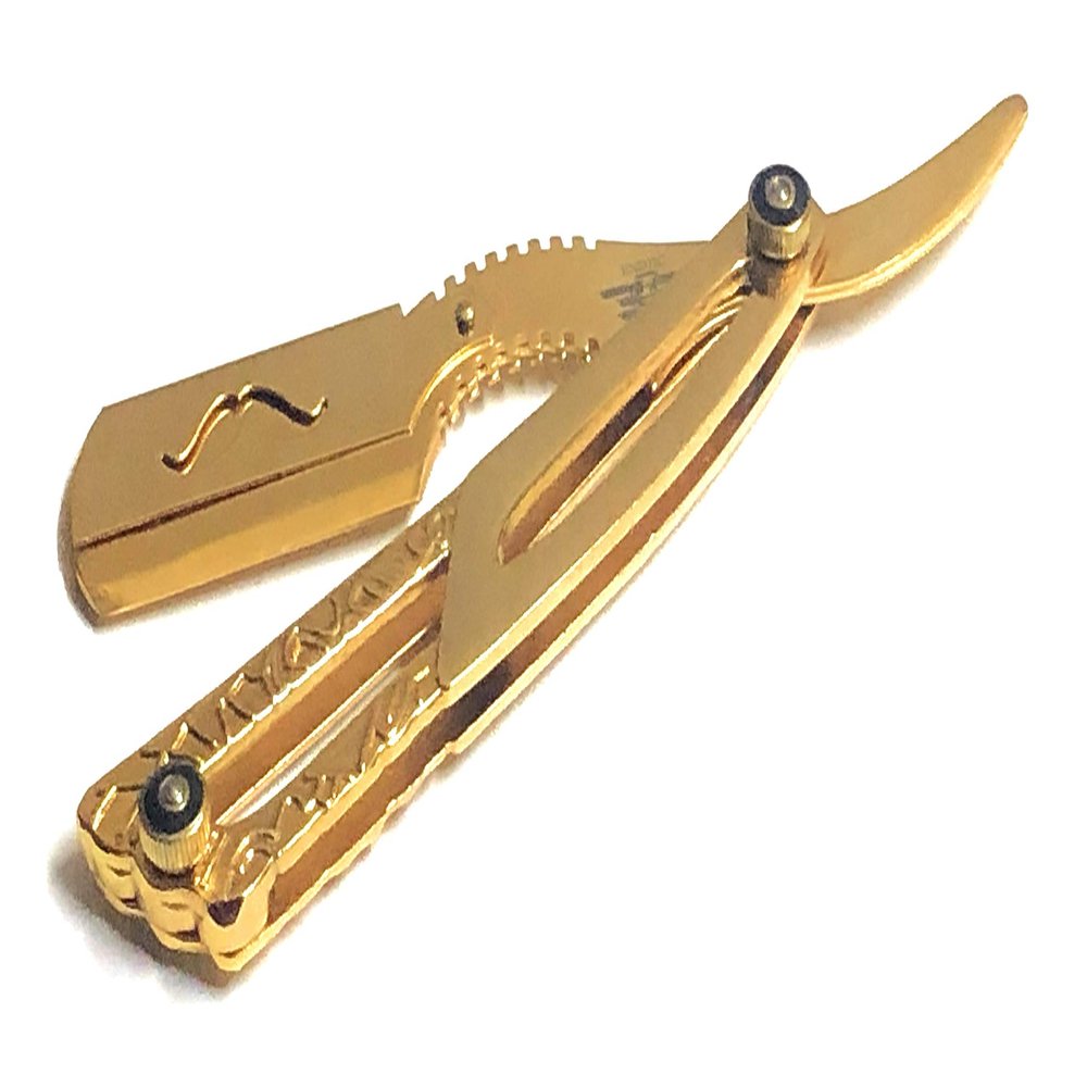Classic Style Limited Edition - Premium Quality All Gold Straight Edge Shaving Razor Blade - Gold Dipped Safety Razor With Free Blades