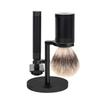 MHLE ROCCA Jet Black & Stainless Steel 3-Piece Shaving Set - Silvertip Fiber Brush, Safety Razor & Stand  Safety Razor Kit & Shaving Kit, Straight Razor Kit for Men view 1