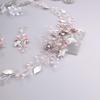 Aimimier Bridal Pink Crystal Headband and Earrings Pink Opal Flower Leaf Jewelry Set Wedding Hair Piece Prom Party Festival Hair Accessories for Women and Girls view 4